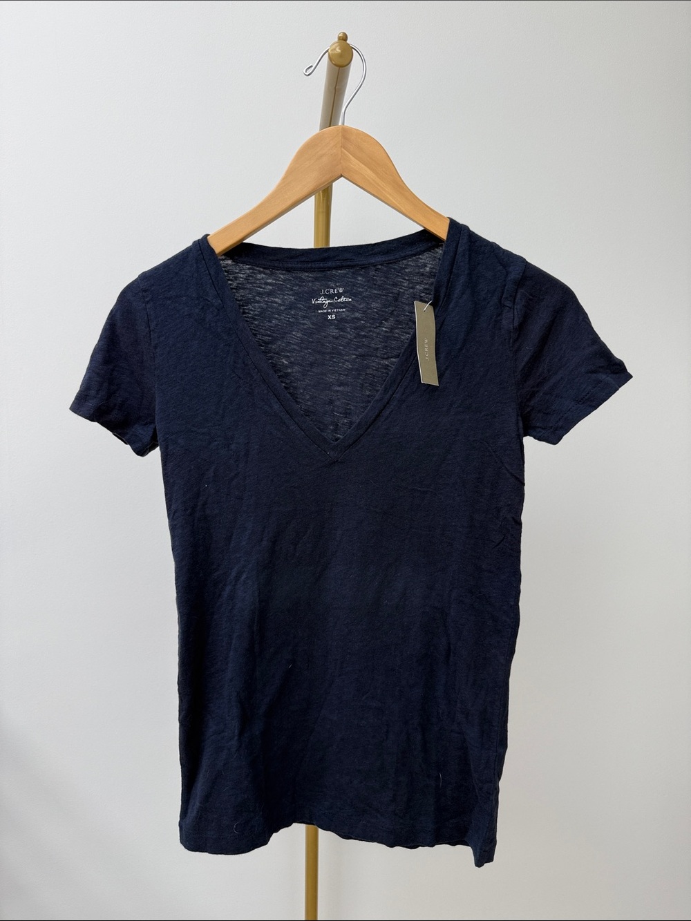 J. Crew Navy Blue Deep V Neck Basic Cotton Tee T Shirt XS